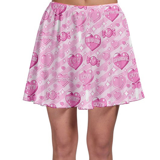 Candy Love Hearts (Pink Cutie) Skater Skirt [Made-To-Order]