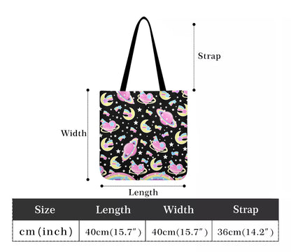 Saturn's Wish Blue Canvas Tote Bag