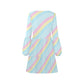 Teatime Fantasy Blue Rainbow V-Neck Loose Fit Chiffon Dress