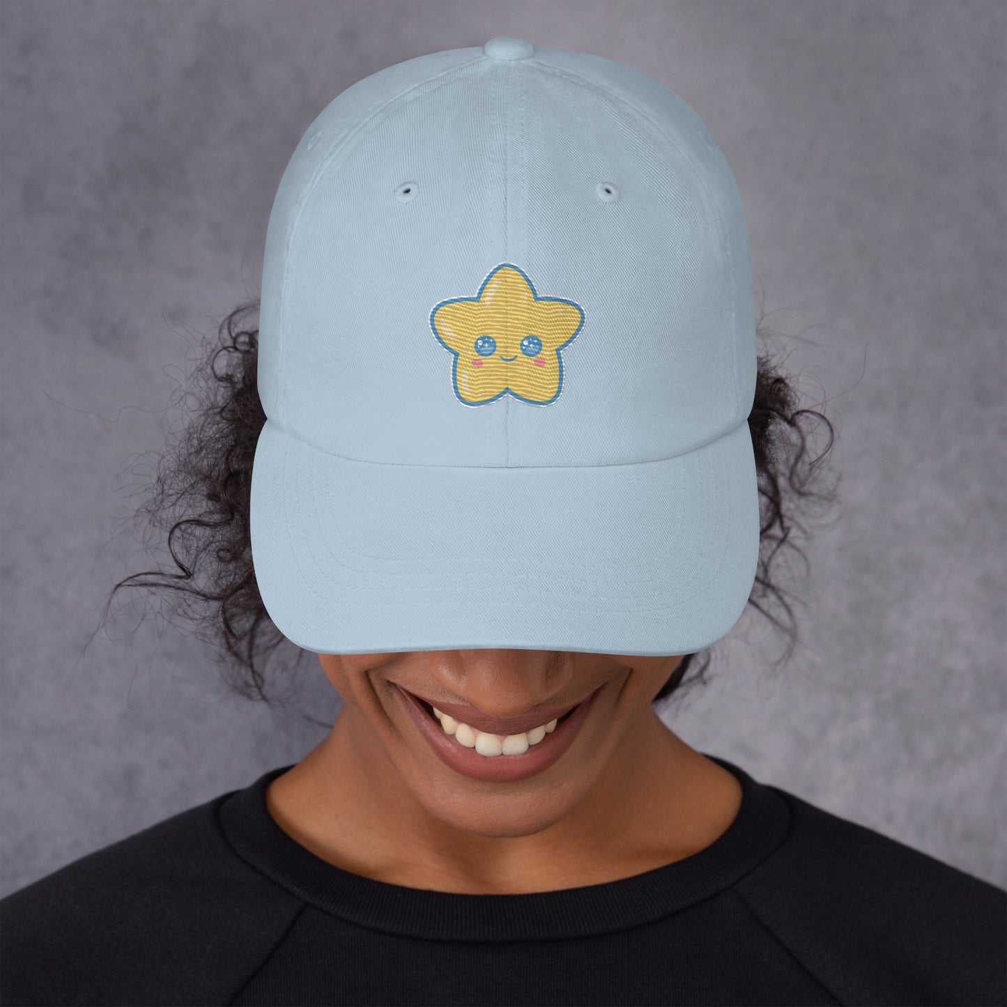 Kawaii Star Embroidered Blue Hat
