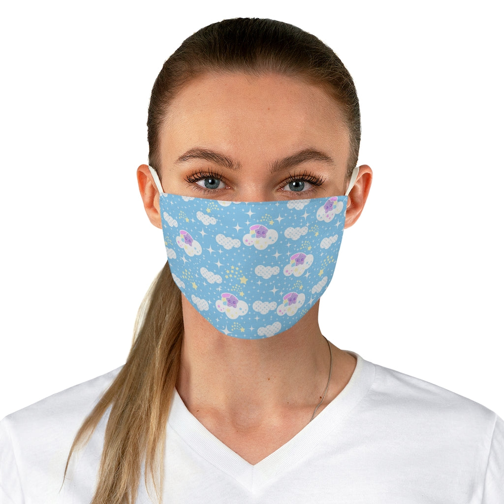 Shooting Star Clouds Blue Fabric Face Mask