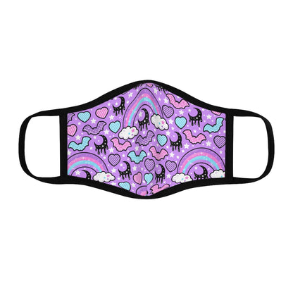 Rainbow Spooky Bats Purple Fitted Polyester Face Mask