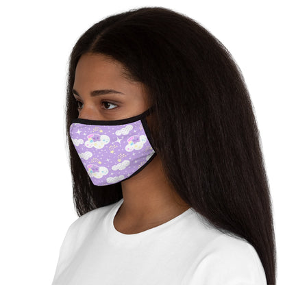 Shooting Star Clouds Purple Fitted Polyester Face Mask