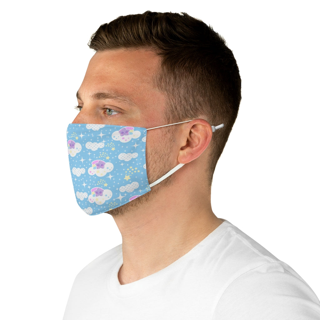 Shooting Star Clouds Blue Fabric Face Mask
