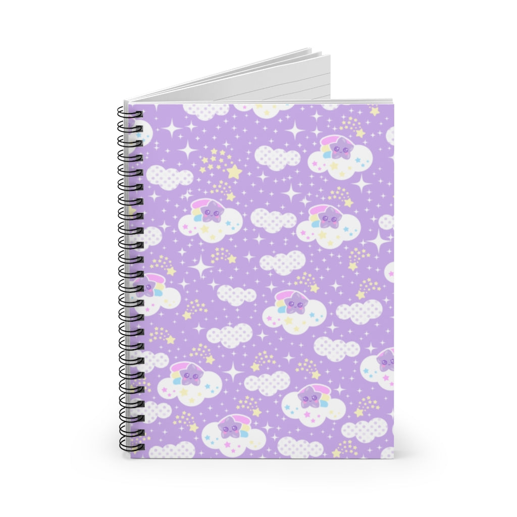 Shooting Star Clouds Purple Spiral Notebook - Ruled Line
