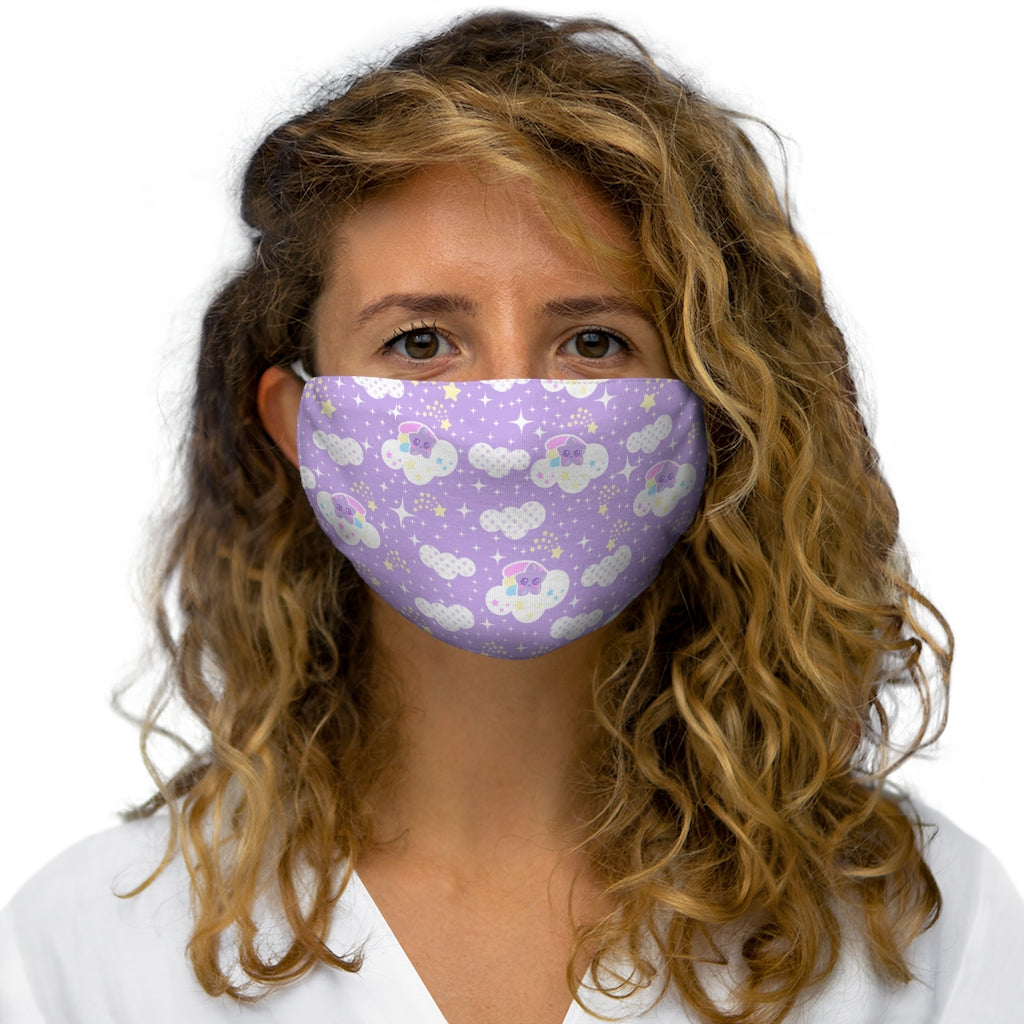 Shooting Star Clouds Purple Snug-Fit Polyester Face Mask