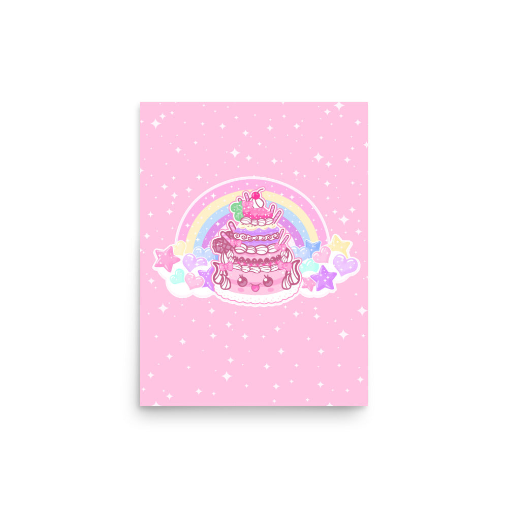 Kawaii Sparkle Cake Art Print Poster