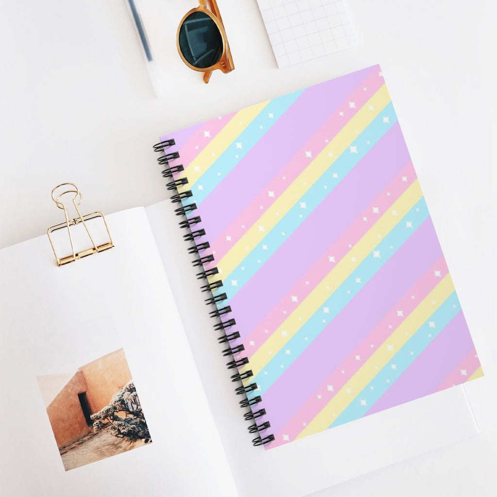 Teatime Fantasy Purple Rainbow Spiral Notebook - Ruled Line
