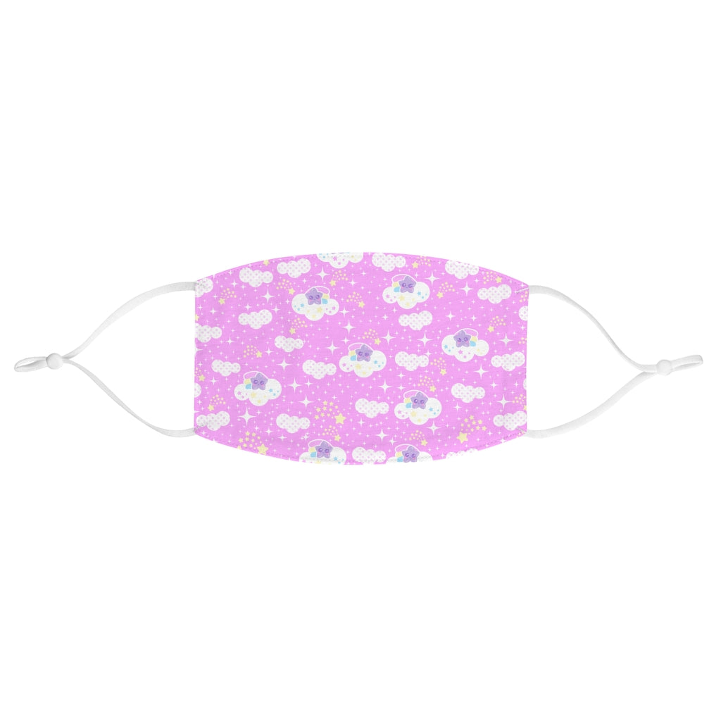 Shooting Star Clouds Pink Fabric Face Mask