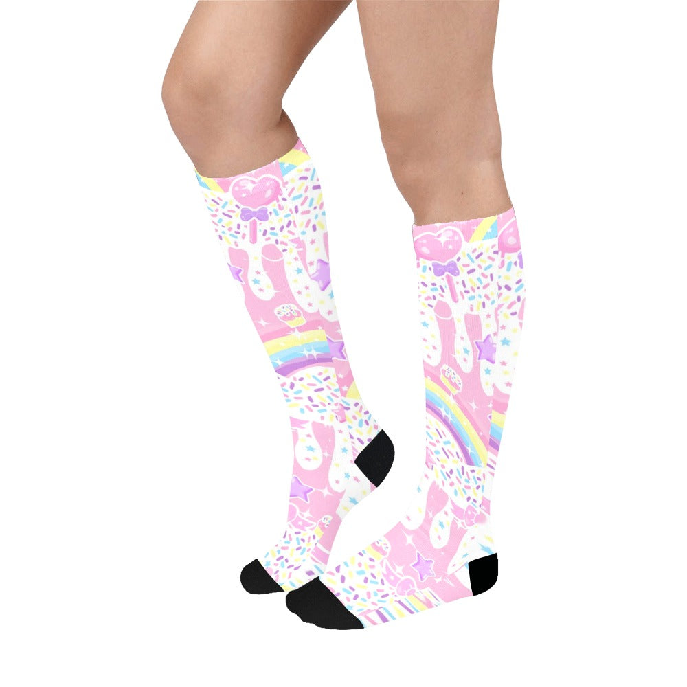Rainbow Sweets Pink Knee Socks