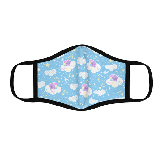 Shooting Star Clouds Blue Fitted Polyester Face Mask