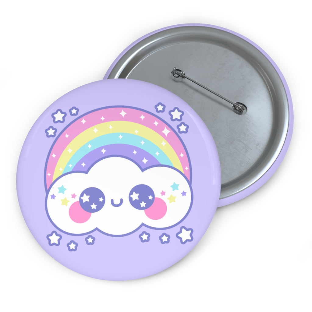 Happy Rainbow Cloud Pin Button Badge