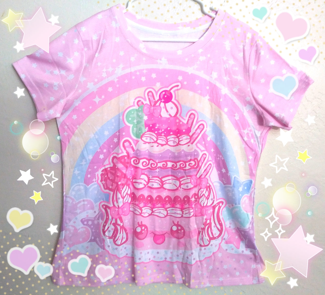 Kawaii sparkle cake women's all over print t-shirt [made to order]