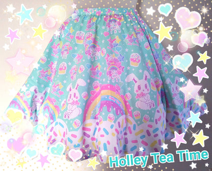 Rainbow Sweets mint skater skirt [made to order]