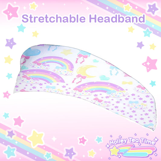 Pastel Party Rainbows Stretchable Headband [Made To Order]