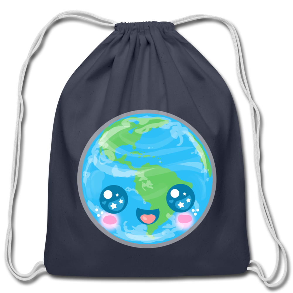 Kawaii Earth Cotton Drawstring Bag [SPOD] - navy