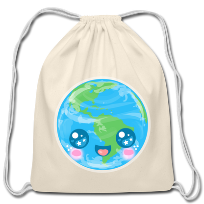 Kawaii Earth Cotton Drawstring Bag [SPOD] - natural