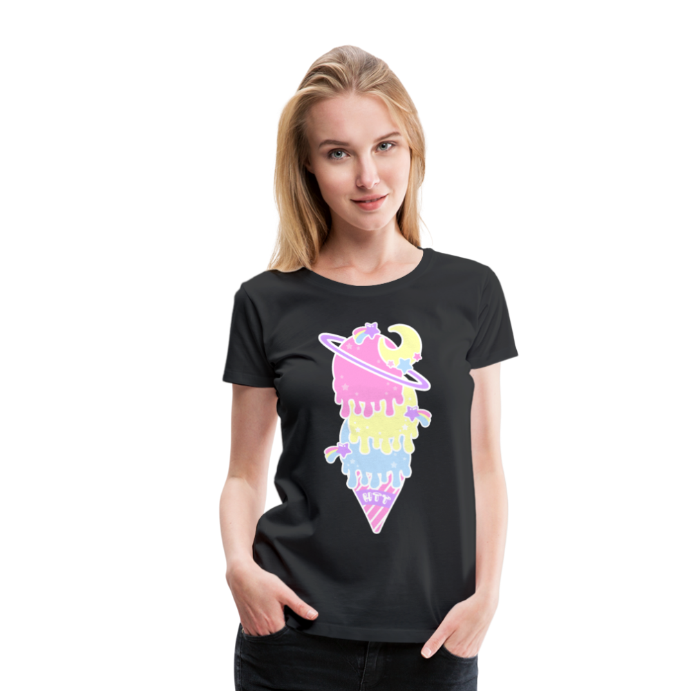 Kawaii cosmic melty ice cream Women’s Premium T-Shirt - black