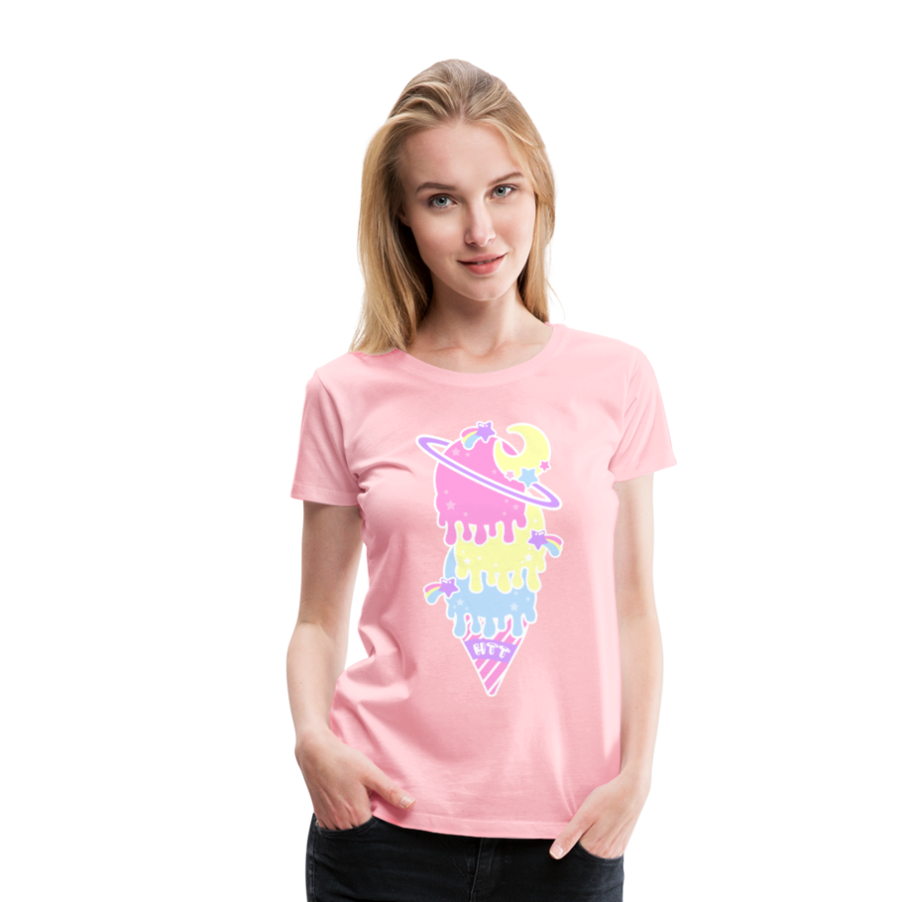 Kawaii cosmic melty ice cream Women’s Premium T-Shirt - pink