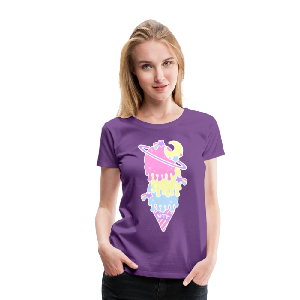 Kawaii cosmic melty ice cream Women’s Premium T-Shirt - purple