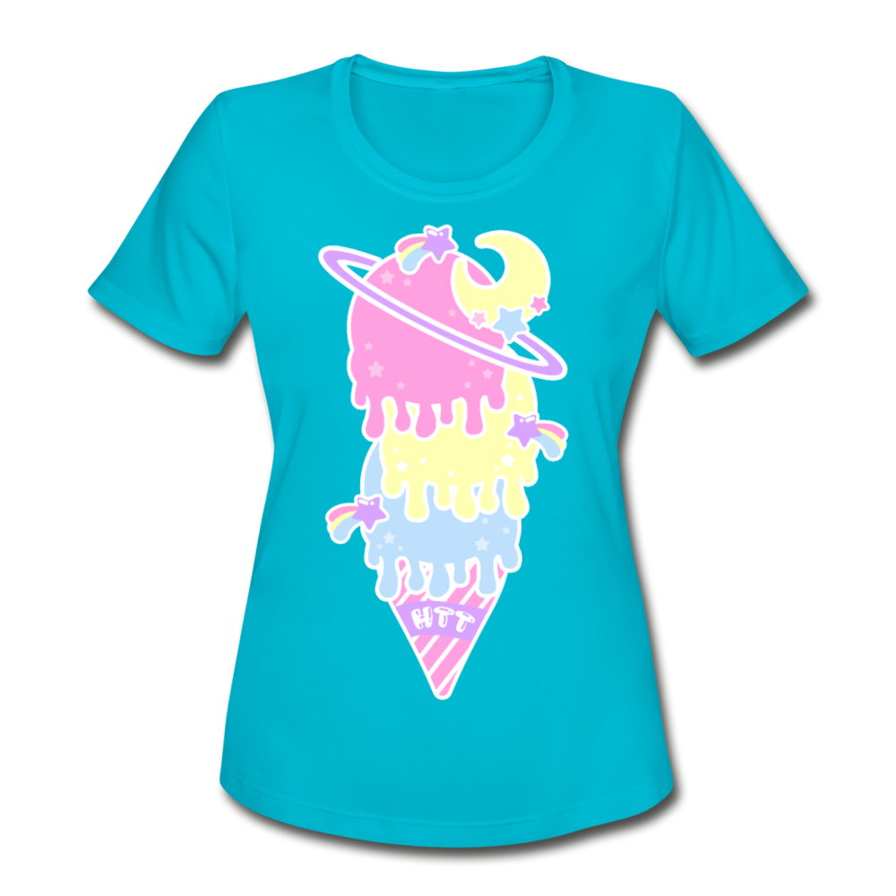 Kawaii cosmic melty ice cream Women's Moisture Wicking Performance T-Shirt - turquoise
