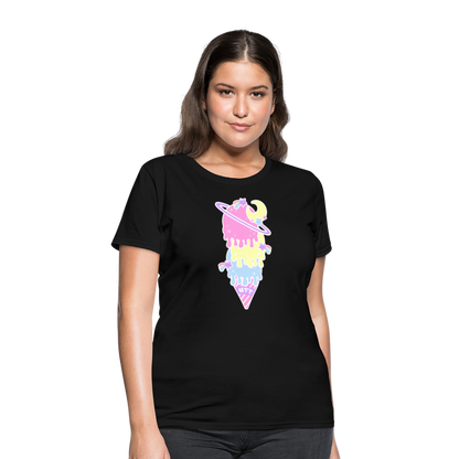 Kawaii cosmic melty ice cream Women's T-Shirt - black