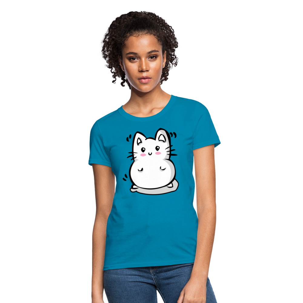 Marshmallow Kitty Women's T-Shirt - turquoise