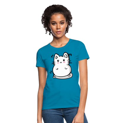 Marshmallow Kitty Women's T-Shirt - turquoise