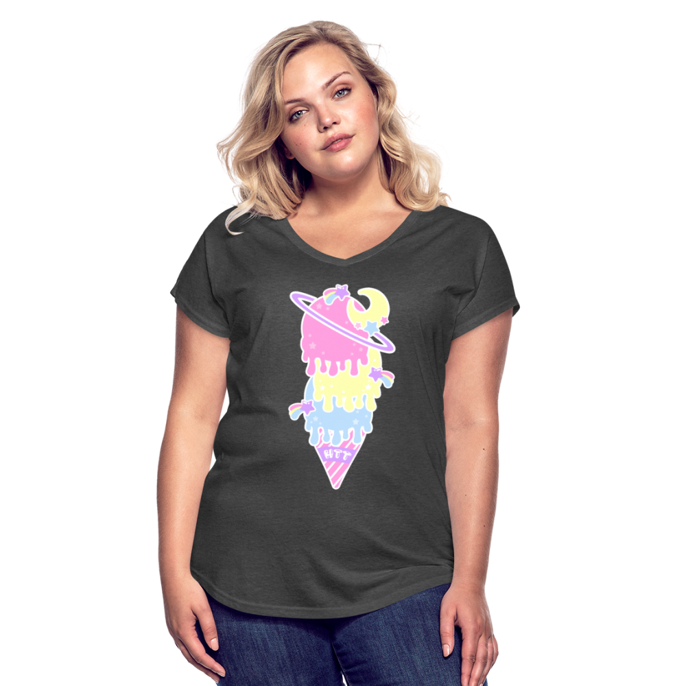 Kawaii cosmic melty ice cream Women's Tri-Blend V-Neck T-Shirt - deep heather