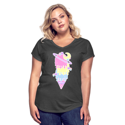 Kawaii cosmic melty ice cream Women's Tri-Blend V-Neck T-Shirt - deep heather