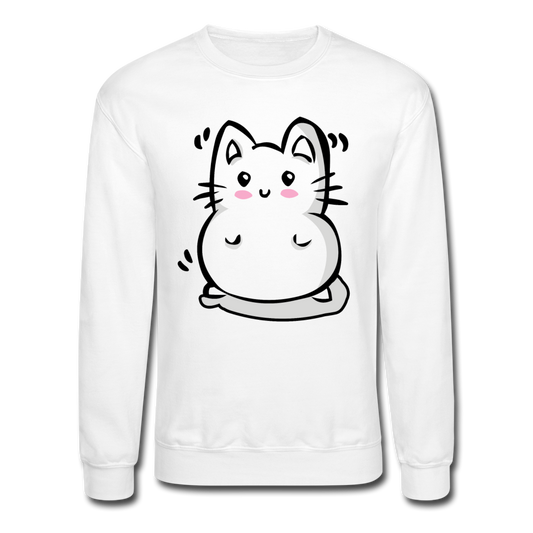 Marshmallow Kitty Unisex Crewneck Sweatshirt - white