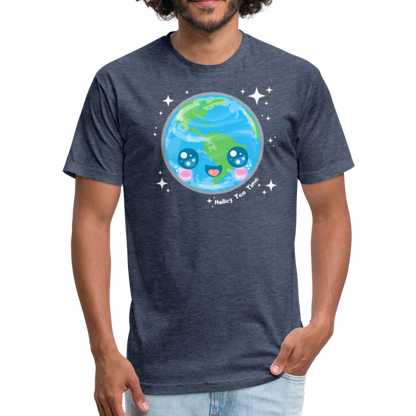 Kawaii Earth Fitted Cotton/Poly T-Shirt - heather navy