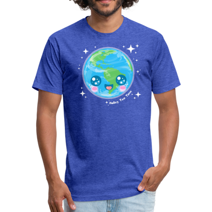 Kawaii Earth Fitted Cotton/Poly T-Shirt - heather royal