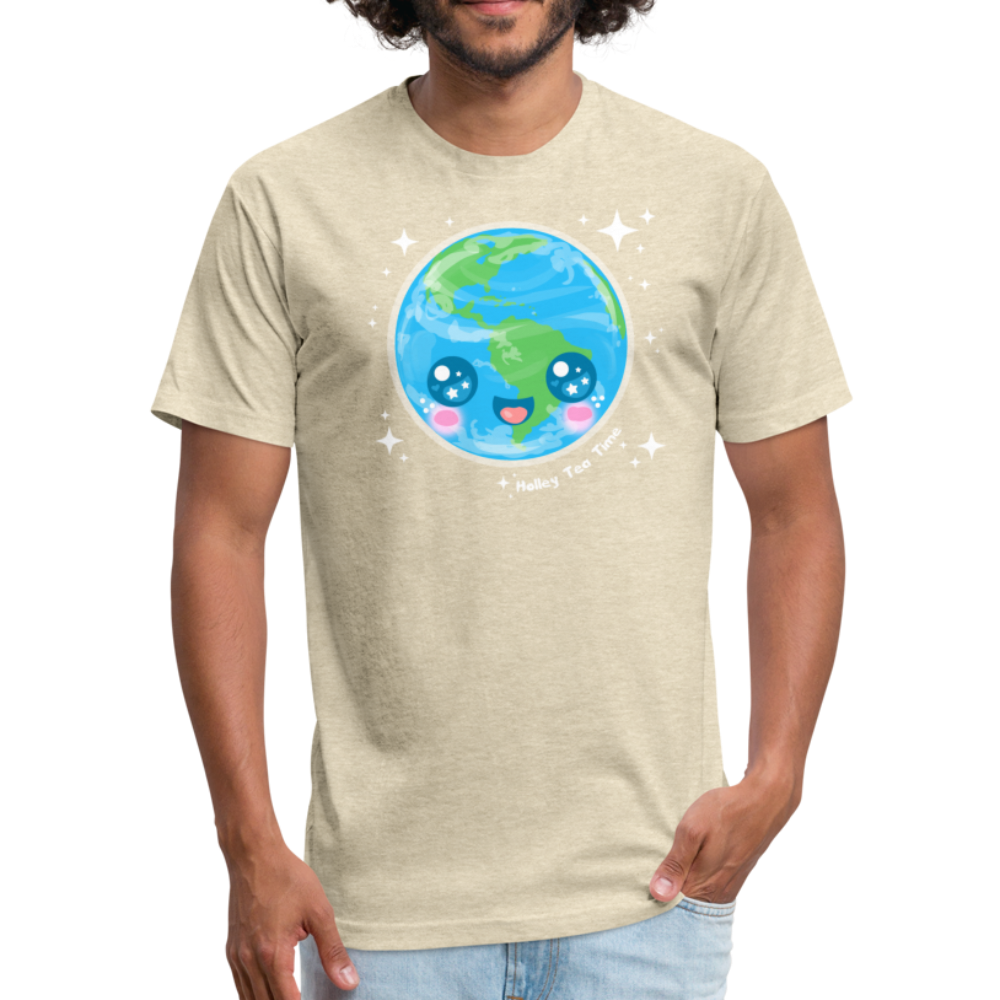 Kawaii Earth Fitted Cotton/Poly T-Shirt - heather cream