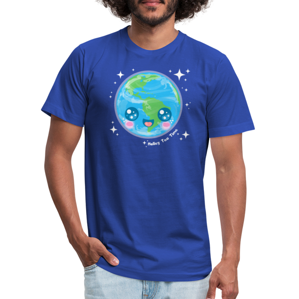 Kawaii Earth Unisex Jersey T-Shirt - royal blue