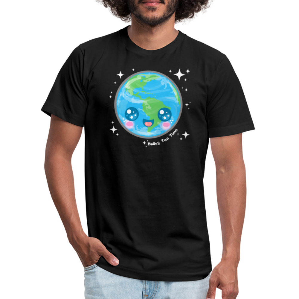 Kawaii Earth Unisex Jersey T-Shirt - black