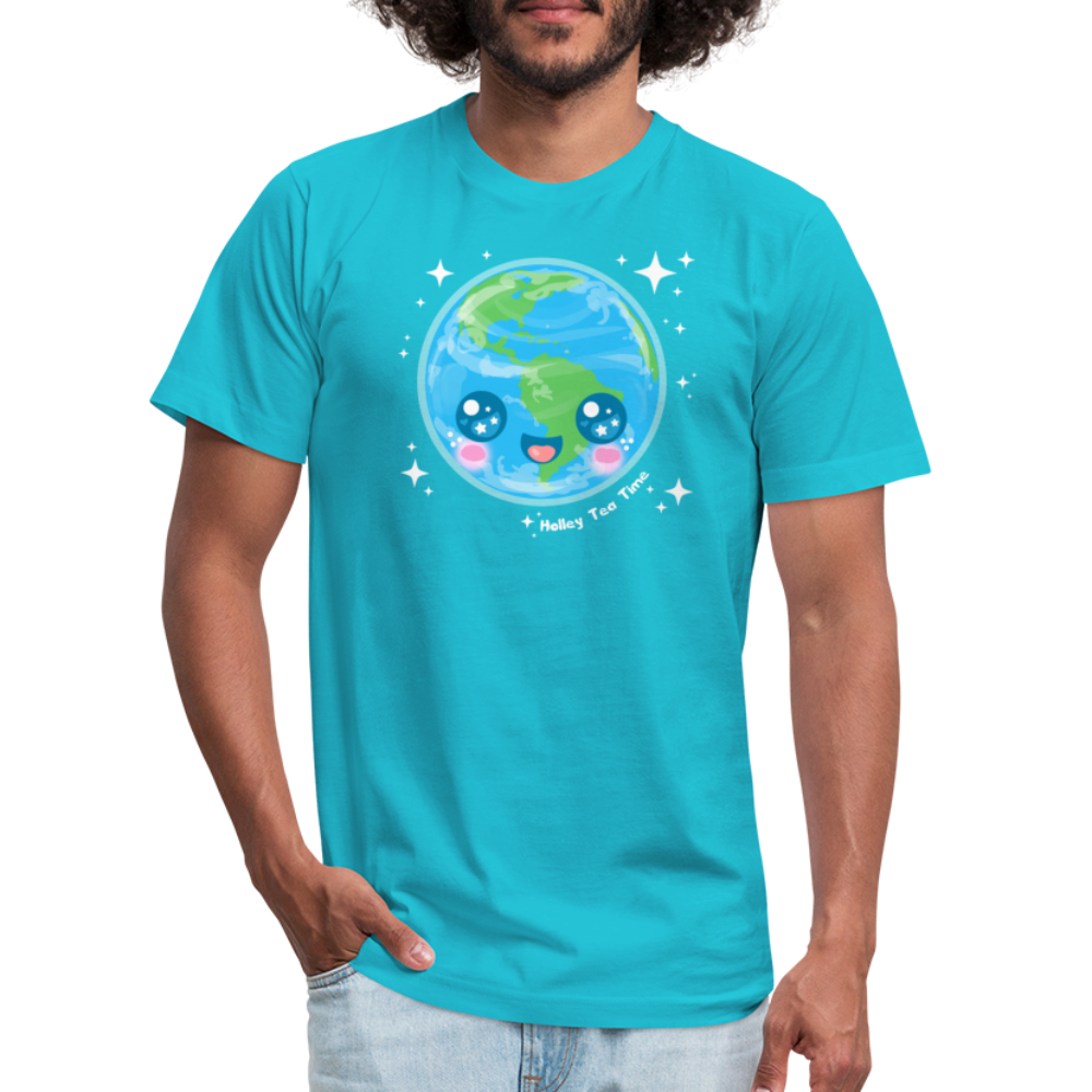 Kawaii Earth Unisex Jersey T-Shirt - turquoise