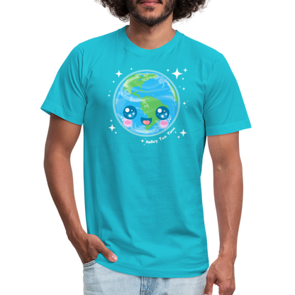 Kawaii Earth Unisex Jersey T-Shirt - turquoise