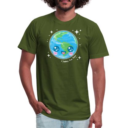 Kawaii Earth Unisex Jersey T-Shirt - olive