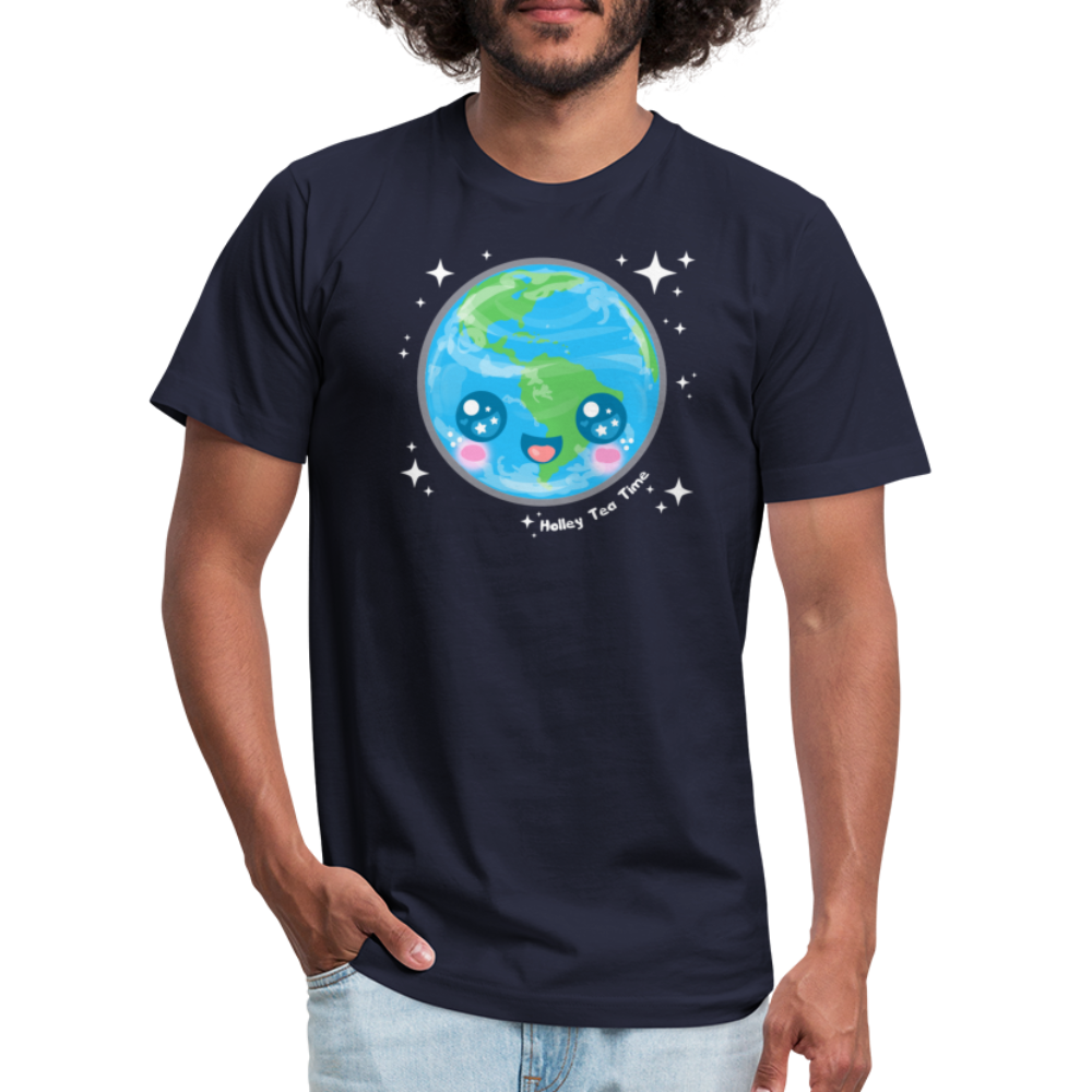 Kawaii Earth Unisex Jersey T-Shirt - navy