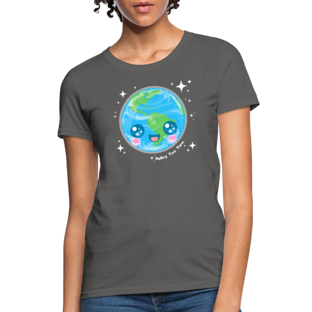 Kawaii Earth Women's T-Shirt - charcoal