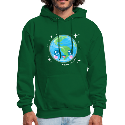 Kawaii Earth Men's Hoodie - forest green