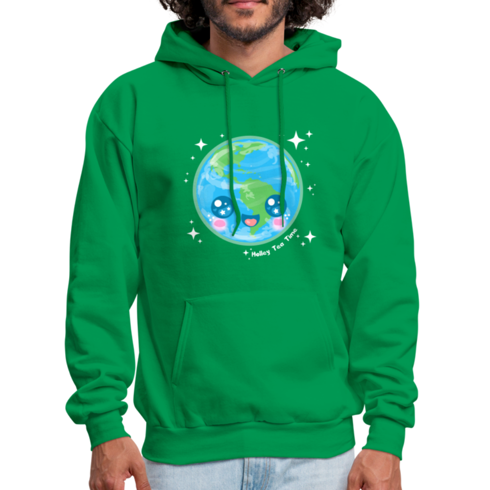 Kawaii Earth Men's Hoodie - kelly green