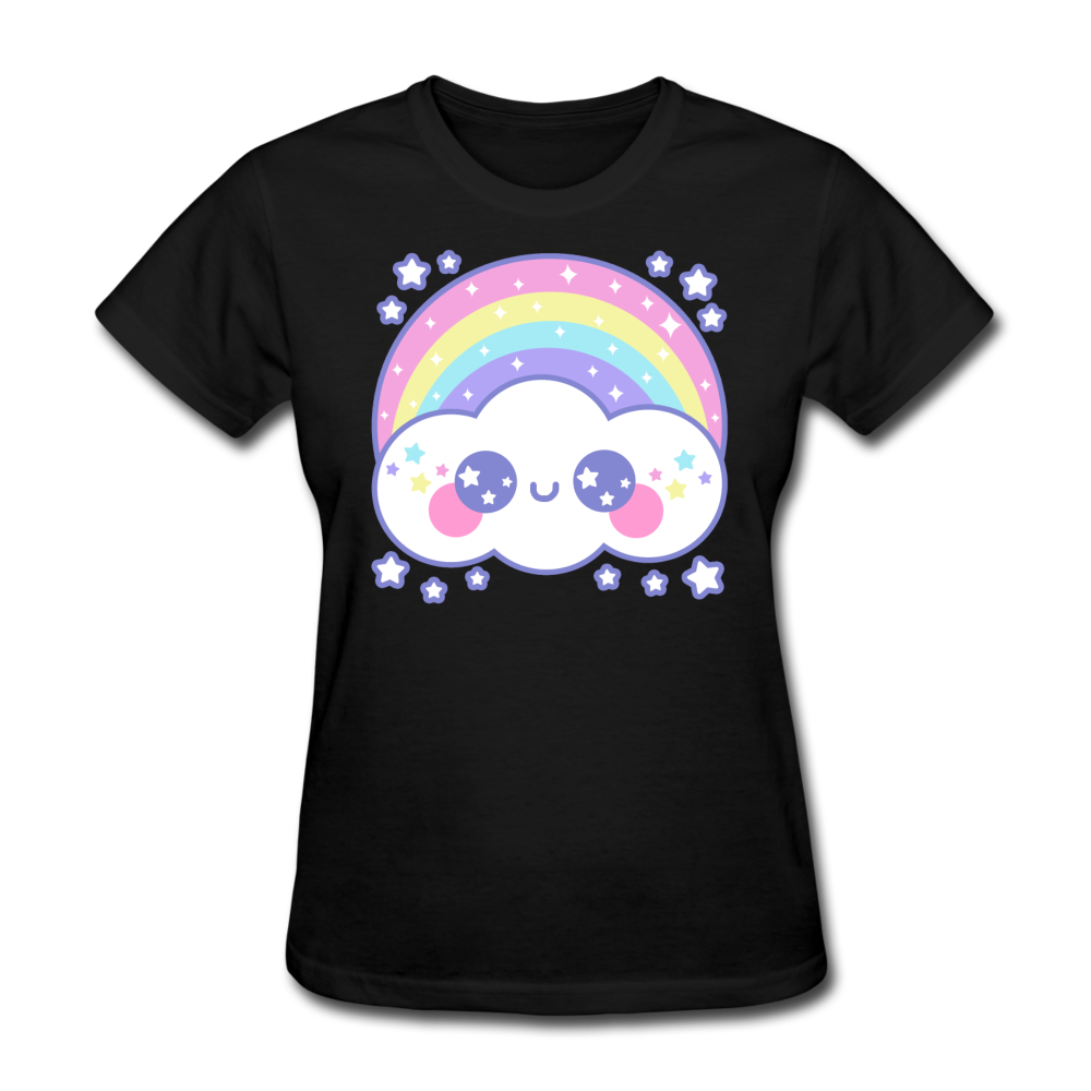 Happy Rainbow Cloud Women's T-Shirt - black