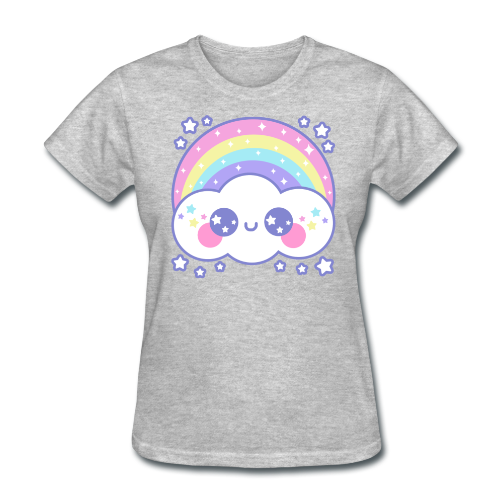 Happy Rainbow Cloud Women's T-Shirt - heather gray