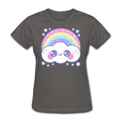 Happy Rainbow Cloud Women's T-Shirt - charcoal