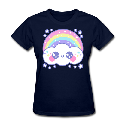 Happy Rainbow Cloud Women's T-Shirt - navy