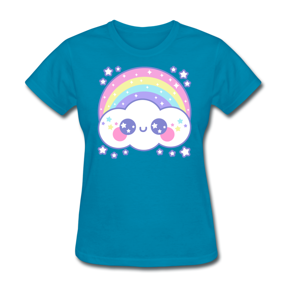 Happy Rainbow Cloud Women's T-Shirt - turquoise