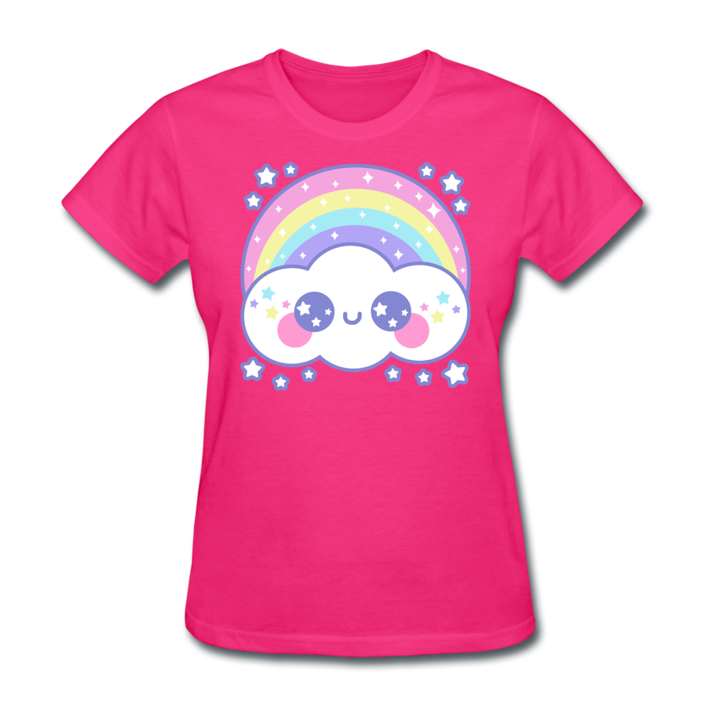 Happy Rainbow Cloud Women's T-Shirt - fuchsia