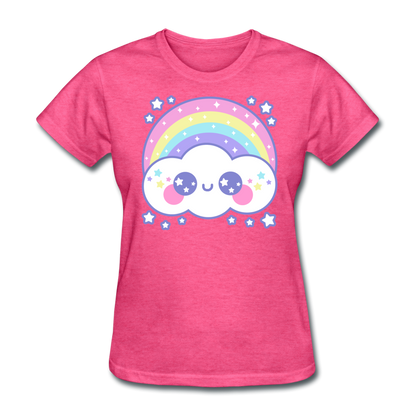 Happy Rainbow Cloud Women's T-Shirt - heather pink